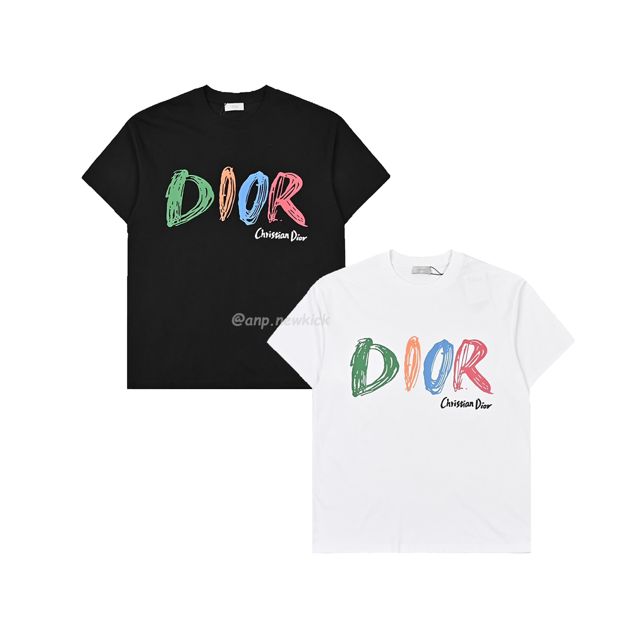 Dior Hand Drawn Logo Graffiti Inspired Short Sleeved T Shirt (1) - newkick.vip